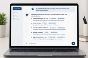 Buyer asking an AI tool to suggest manufacturers in India