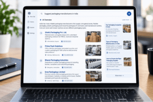 AI search tool recommending a list of Indian manufacturers