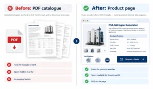 PDF catalogue versus indexable product page for SEO